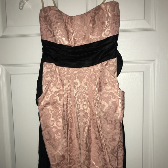 Fancy Pink and Black Strapless Dress with pockets - Picture 3 of 7